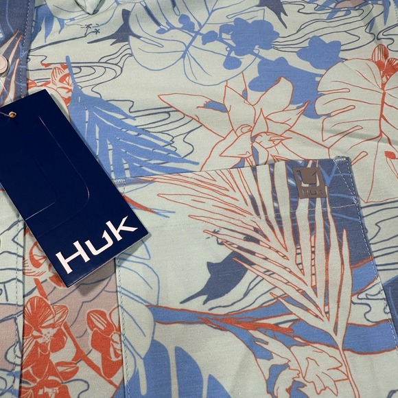 NEW HUK Kona Radical Botanical Large Button Down Performance Fishing Camp Shirt‎ - Picture 2 of 6